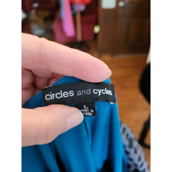 2000's Teal Bubble/Banded Tank Polka Dot Peter Pan Collar sz L Twee Retro - Picture 5 of 5